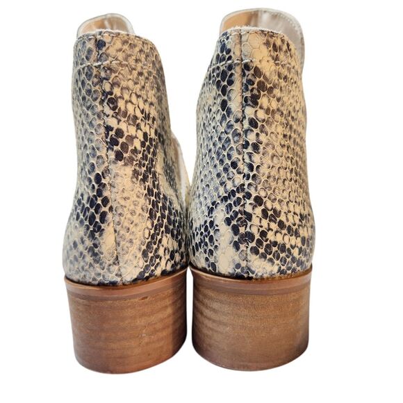 Anthro Coconuts By Matisse Pronto Snakeskin Ankle Boots D'Orsay Cream Black 6.5 - Picture 10 of 15